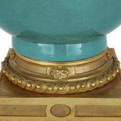  S vres Porcelain Manufactory Pair of gilt bronze and turquoise porcelain candelabra - 2232119