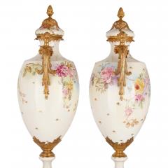  S vres Porcelain Manufactory Pair of large S vres style porcelain and gilt metal vases - 2994606