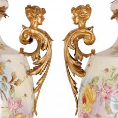  S vres Porcelain Manufactory Pair of large S vres style porcelain and gilt metal vases - 2994607