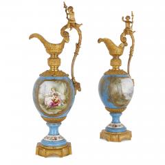  S vres Porcelain Manufactory Two large Rococo style porcelain and gilt bronze jugs - 2737346