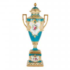  S vres Porcelain Manufacture Nationale de S vres A S vres Style Turquoise Ground and Gilt Porcelain Vase and Cover - 4799760