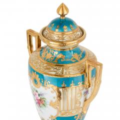  S vres Porcelain Manufacture Nationale de S vres A S vres Style Turquoise Ground and Gilt Porcelain Vase and Cover - 4799764