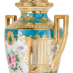  S vres Porcelain Manufacture Nationale de S vres A S vres Style Turquoise Ground and Gilt Porcelain Vase and Cover - 4799767