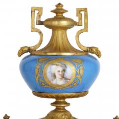 S vres Porcelain Manufacture Nationale de S vres Antique Three Piece Louis XV and S vres Style Clock and Ewer Set - 3640578