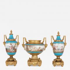  S vres Porcelain Manufacture Nationale de S vres Antique gilt bronze mounted S vres porcelain garniture - 3561184