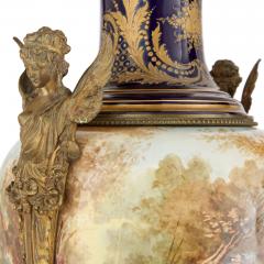  S vres Porcelain Manufacture Nationale de S vres Large and Impressive Pair of Ormolu Mounted S vres Style Porcelain Vases - 4715029
