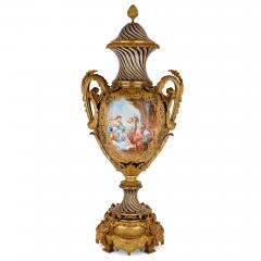  S vres Porcelain Manufacture Nationale de S vres Large antique French S vres style porcelain and gilt bronze vase - 3310384