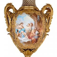 S vres Porcelain Manufacture Nationale de S vres Large antique French S vres style porcelain and gilt bronze vase - 3310386