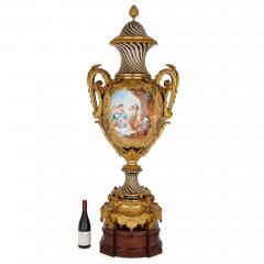 S vres Porcelain Manufacture Nationale de S vres Large antique French S vres style porcelain and gilt bronze vase - 3310394