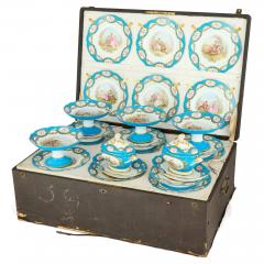 S vres Porcelain Manufacture Nationale de S vres Large antique French S vres style porcelain dessert service with a travel case - 4584901