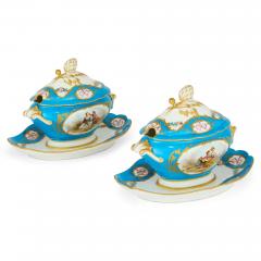  S vres Porcelain Manufacture Nationale de S vres Large antique French S vres style porcelain dessert service with a travel case - 4584906