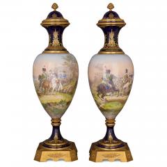  S vres Porcelain Manufacture Nationale de S vres Large pair of S vres style Napoleonic vases with ormolu mounts - 3811830