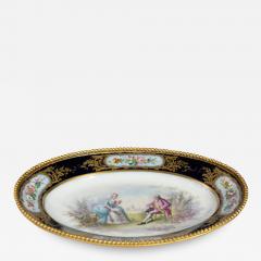 S vres Porcelain Manufacture Nationale de S vres Oval Sevres Porcelain Plate with Gilt Bronze Trim - 3056720