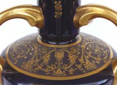  S vres Porcelain Manufacture Nationale de S vres Overscale Antique S vres Porcelain Urn Vases in Cobalt Blue with Gilt Accents - 3549838