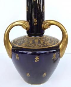  S vres Porcelain Manufacture Nationale de S vres Overscale Antique S vres Porcelain Urn Vases in Cobalt Blue with Gilt Accents - 3549843
