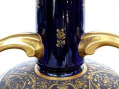  S vres Porcelain Manufacture Nationale de S vres Overscale Antique S vres Porcelain Urn Vases in Cobalt Blue with Gilt Accents - 3549874