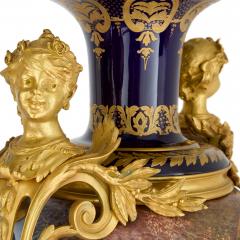  S vres Porcelain Manufacture Nationale de S vres Pair of Elegant Ormolu Mounted S vres Style Porcelain Amphora Vases - 4686563