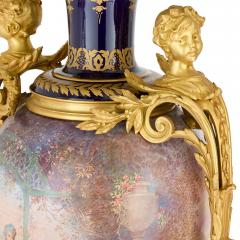  S vres Porcelain Manufacture Nationale de S vres Pair of Elegant Ormolu Mounted S vres Style Porcelain Amphora Vases - 4686568
