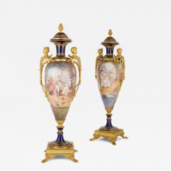  S vres Porcelain Manufacture Nationale de S vres Pair of Elegant Ormolu Mounted S vres Style Porcelain Amphora Vases - 4688855
