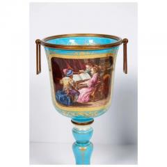  S vres Porcelain Manufacture Nationale de S vres Pair of French Sevres Style Turquoise Porcelain Cups or Vases - 3899907