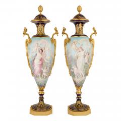  S vres Porcelain Manufacture Nationale de S vres Pair of Large S vres Style Porcelain and Ormolu Vases - 4594693