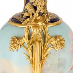  S vres Porcelain Manufacture Nationale de S vres Pair of Large S vres Style Porcelain and Ormolu Vases - 4594694