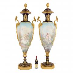  S vres Porcelain Manufacture Nationale de S vres Pair of Large S vres Style Porcelain and Ormolu Vases - 4594700