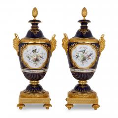  S vres Porcelain Manufacture Nationale de S vres Pair of S vres style gilt bronze and jewelled porcelain vases - 3268966
