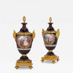 S vres Porcelain Manufacture Nationale de S vres Pair of S vres style gilt bronze and jewelled porcelain vases - 3272707