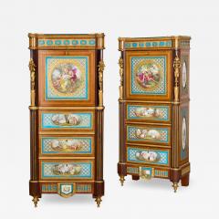  S vres Porcelain Manufacture Nationale de S vres Pair of antique S vres style porcelain and ormolu mounted secretaires - 3952444