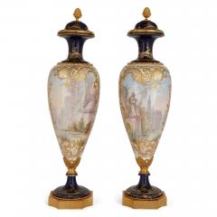  S vres Porcelain Manufacture Nationale de S vres Pair of large S vres style gilt porcelain mounted vases - 3062760