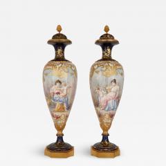  S vres Porcelain Manufacture Nationale de S vres Pair of large S vres style gilt porcelain mounted vases - 3064726