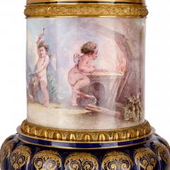  S vres Porcelain Manufacture Nationale de S vres Pair of large S vres style pedestals in porcelain ormolu and green onyx - 3045694