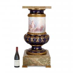  S vres Porcelain Manufacture Nationale de S vres Pair of large S vres style pedestals in porcelain ormolu and green onyx - 3045700