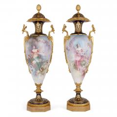 S vres Porcelain Manufacture Nationale de S vres Pair of very large French S vres style porcelain and ormolu vases - 3150951