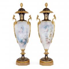  S vres Porcelain Manufacture Nationale de S vres Pair of very large French S vres style porcelain and ormolu vases - 3150952