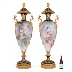  S vres Porcelain Manufacture Nationale de S vres Pair of very large French S vres style porcelain and ormolu vases - 3150960