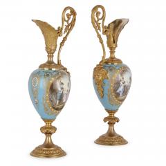  S vres Porcelain Manufacture Nationale de S vres Rococo style gilt bronze mounted porcelain clock garniture - 3585839
