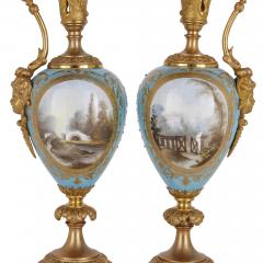  S vres Porcelain Manufacture Nationale de S vres Rococo style gilt bronze mounted porcelain clock garniture - 3585844