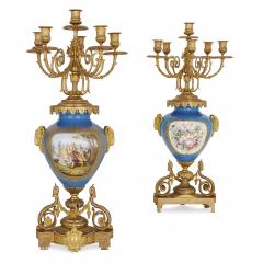  S vres Porcelain Manufacture Nationale de S vres S vres style gilt bronze mounted porcelain clock set - 3811816