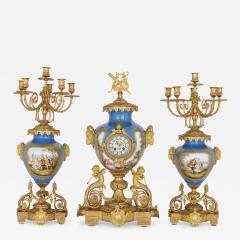  S vres Porcelain Manufacture Nationale de S vres S vres style gilt bronze mounted porcelain clock set - 3817585