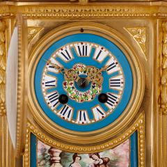  S vres Porcelain Manufacture Nationale de S vres S vres style porcelain and gilt bronze three piece clock set - 4247597