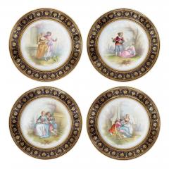  S vres Porcelain Manufacture Nationale de S vres Set of 12 S vres porcelain plates with hand painted pastoral scenes - 3222194