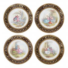  S vres Porcelain Manufacture Nationale de S vres Set of 12 S vres porcelain plates with hand painted pastoral scenes - 3222195