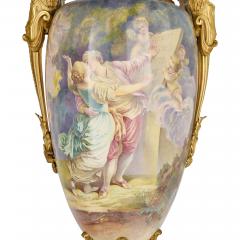  S vres Porcelain Manufacture Nationale de S vres Very large pair of antique Rococo and S vres style porcelain vases - 4421342