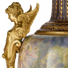  S vres Porcelain Manufacture Nationale de S vres Very large pair of antique Rococo and S vres style porcelain vases - 4421343