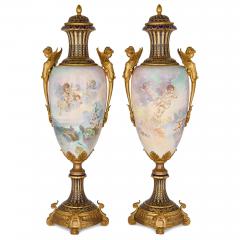  S vres Porcelain Manufacture Nationale de S vres Very large pair of antique S vres style porcelain and ormolu vases - 4387743