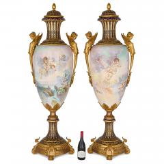  S vres Porcelain Manufacture Nationale de S vres Very large pair of antique S vres style porcelain and ormolu vases - 4387753