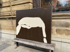  SHERADSKI ABSTRACT DARK BROWN AND WHITE PAINTING ACRYLIC ON CANVAS BY SHERADSKI - 3219716