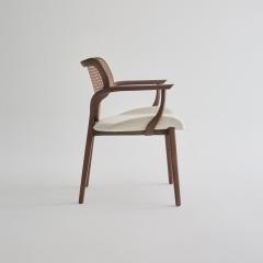 SIMONINI Lotus Chair Solid Wood Chair with Arms Walnut and Hexagonal Cane by Simonini - 4762904